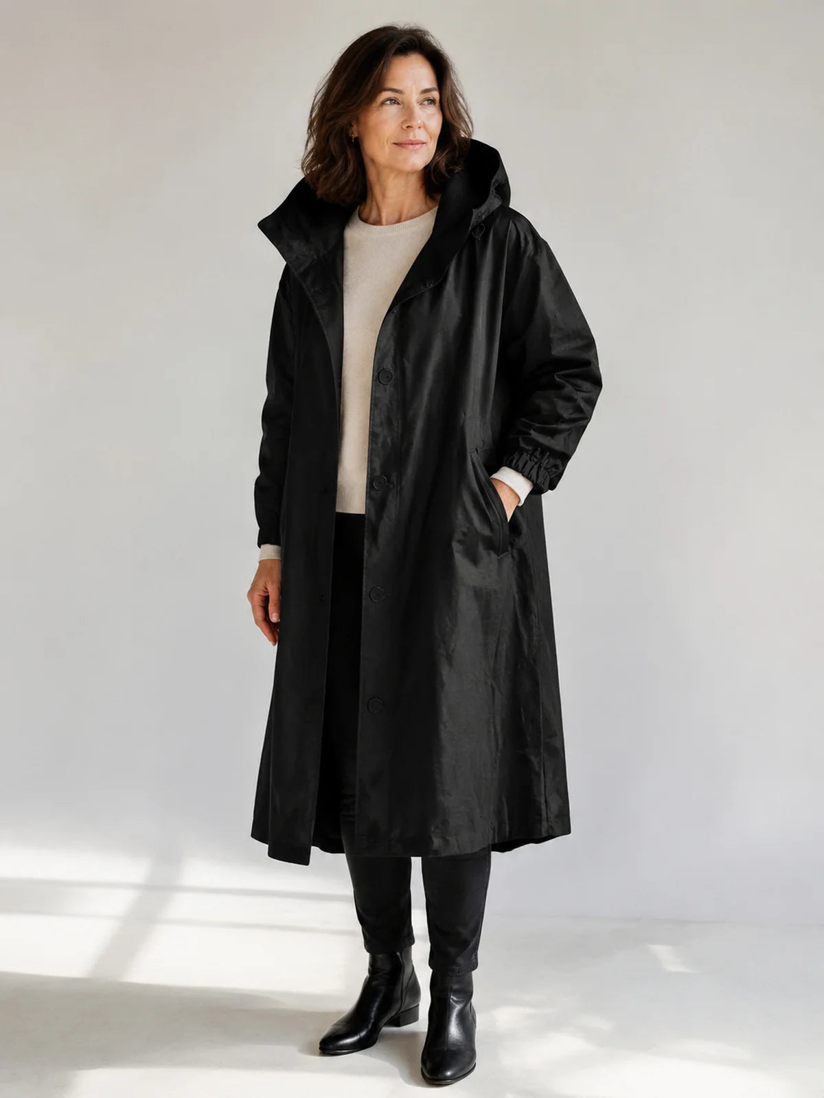 OLIVIA | HOODED LONGLINE TRENCH COAT