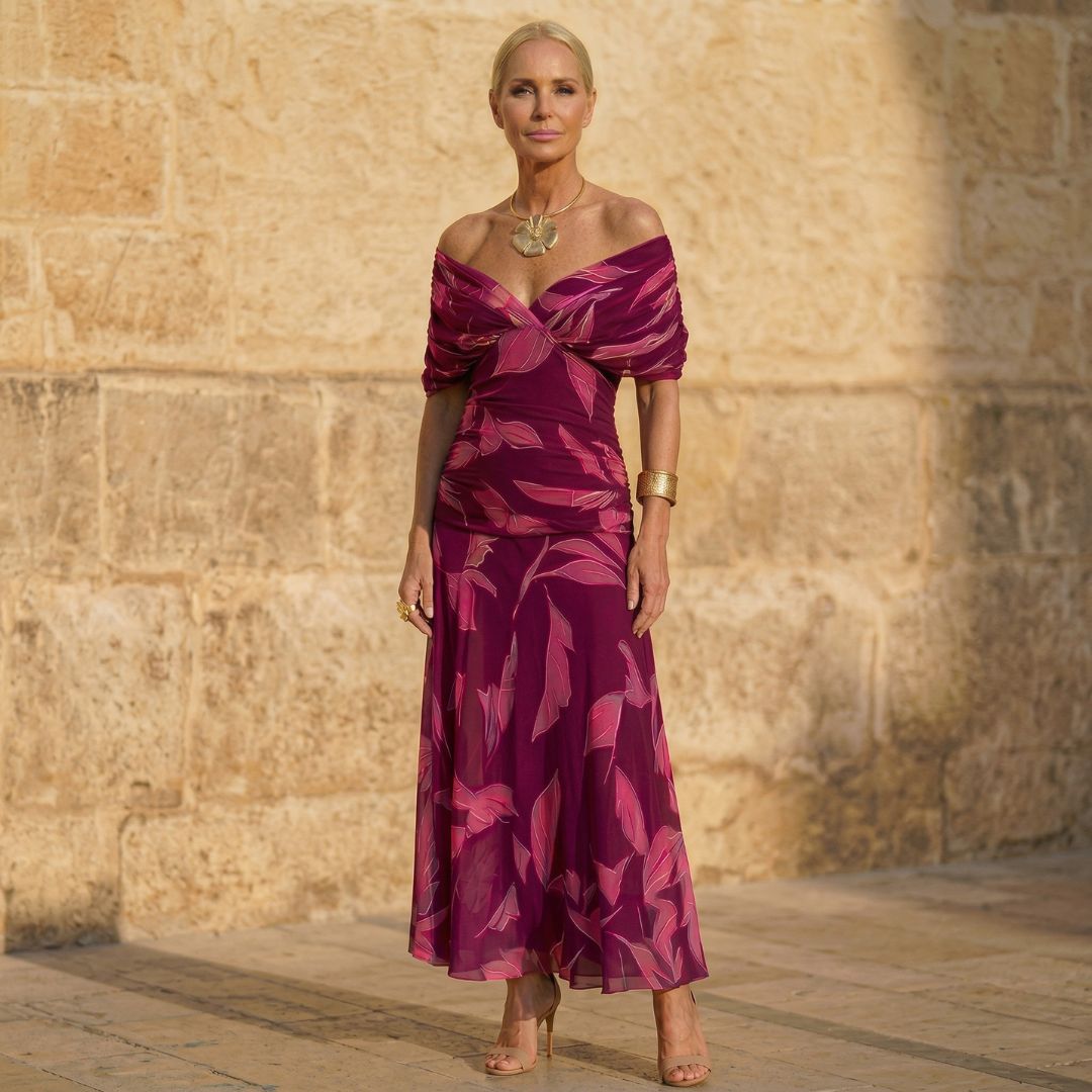 CELESTE | ELEGANT DRESS WITH LEAVES