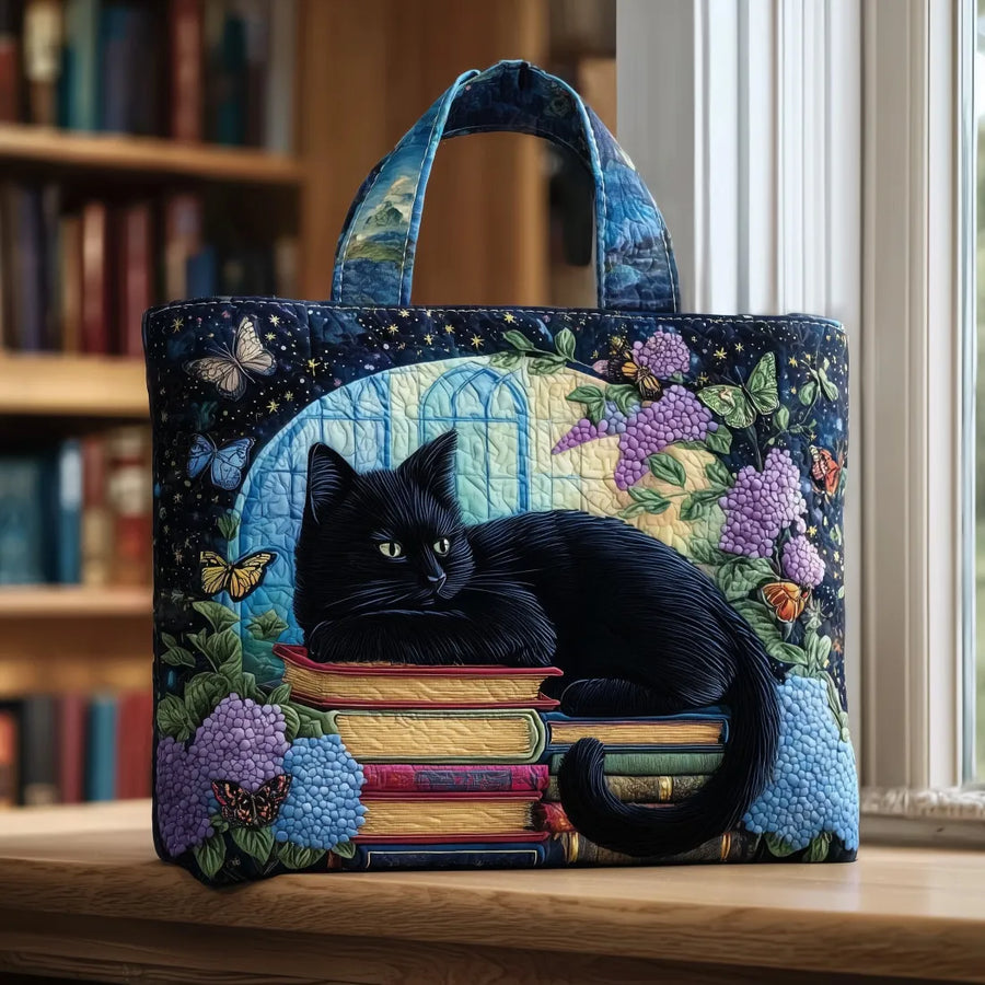 CHARLOTTE | HANDCRAFTED BLACK CAT ON BOOKS BAG