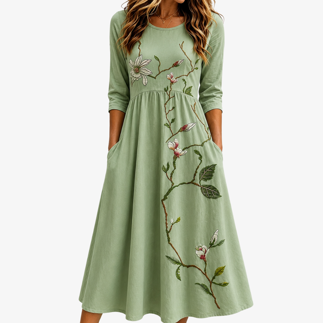 ISLA | WILLOW BLOOM SAGE MIDI DRESS
