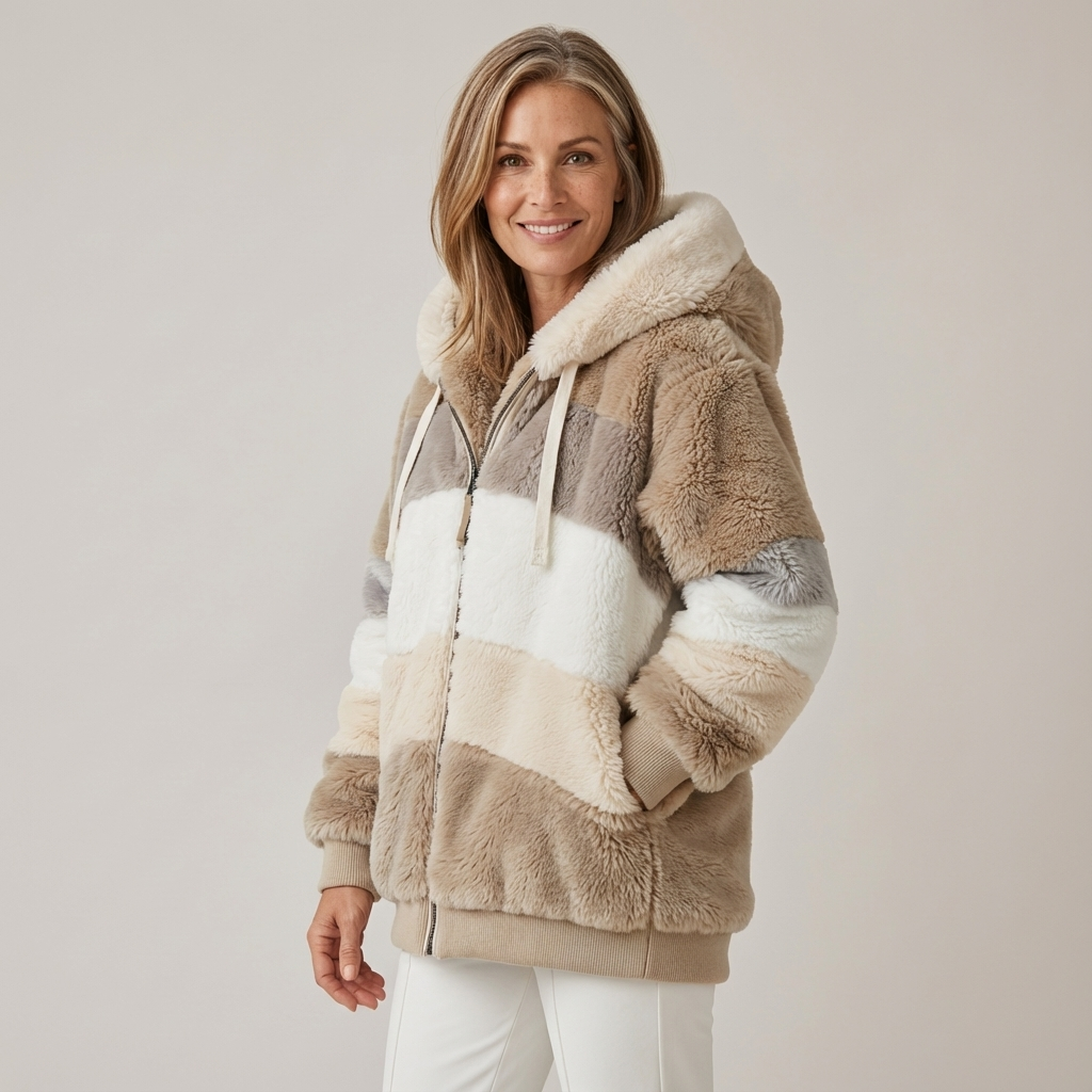 LOUISE | COLOUR BLOCK HOODED FLEECE JACKET