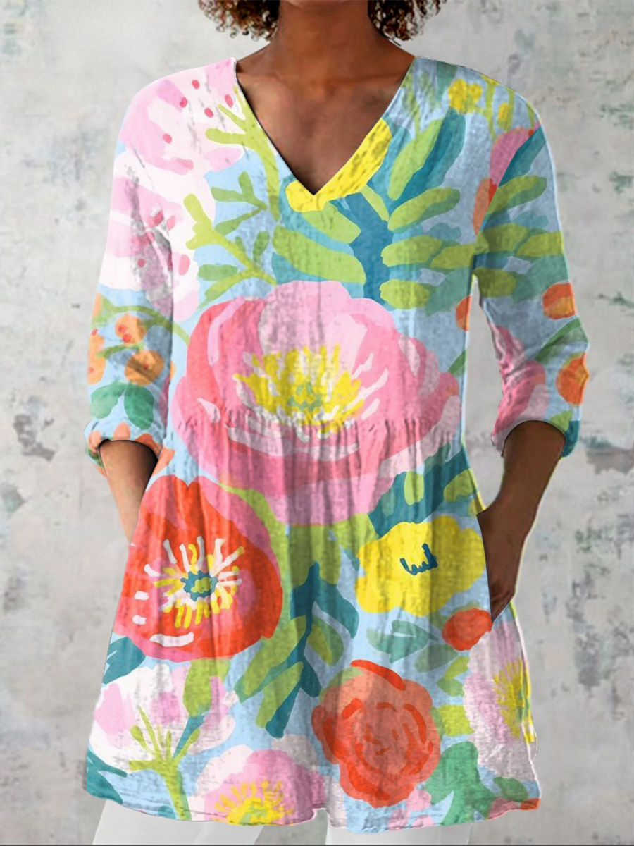 HELENE | LONG BLOUSE WITH V-NECK