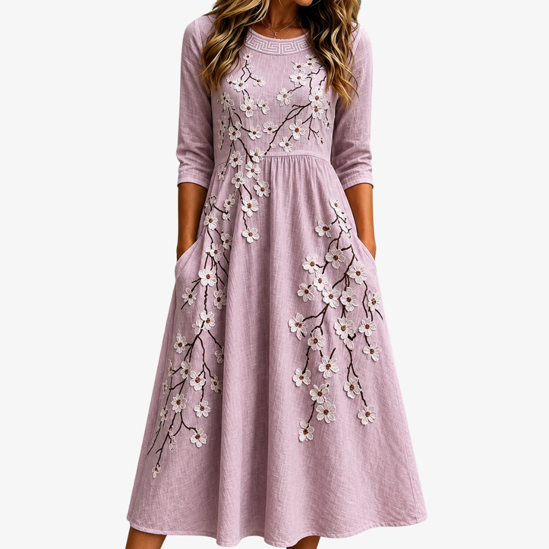 MATILDA | BLUSHING ORCHARD FLORAL MIDI DRESS