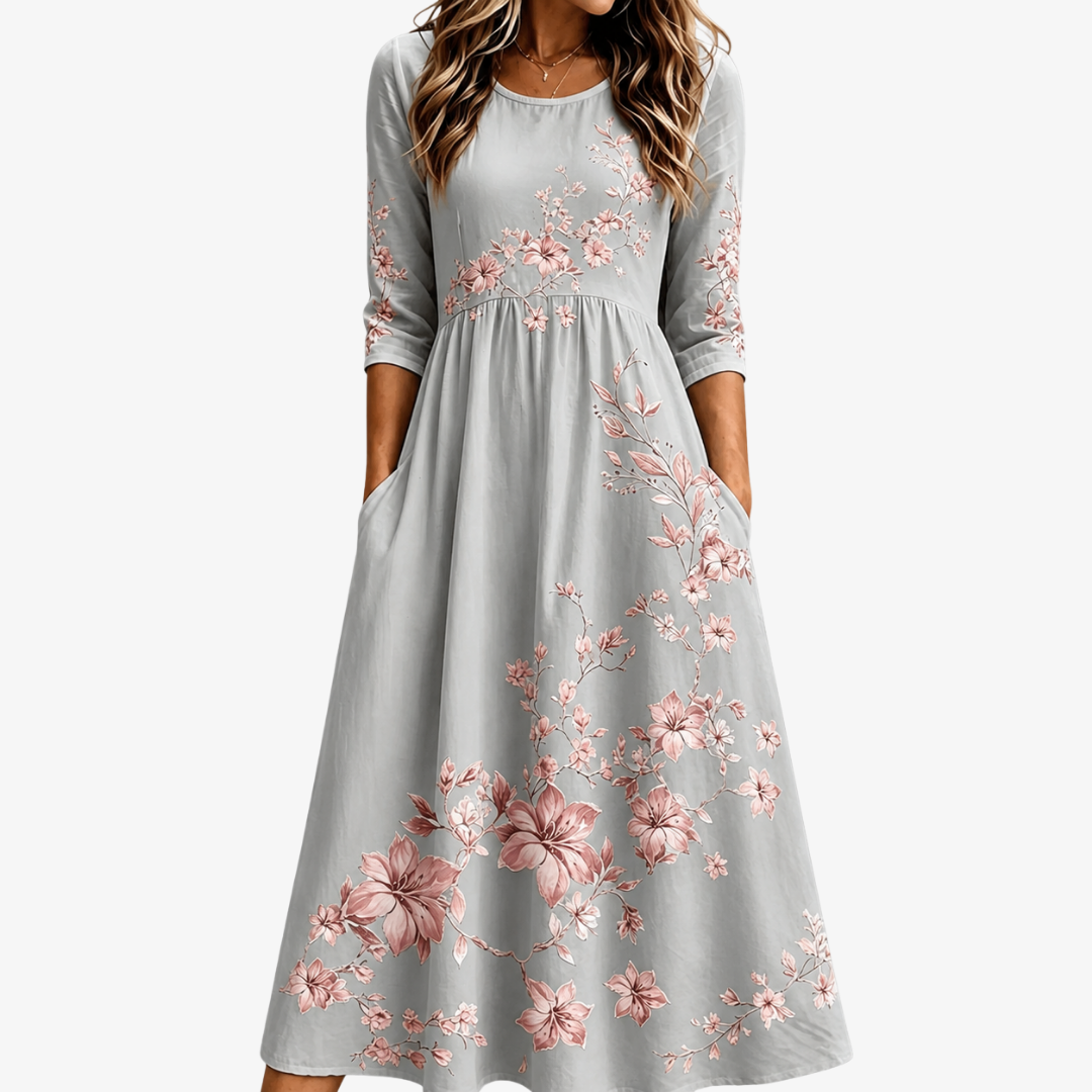 ELEANOR | SILVER BLOSSOM RETREAT MIDI DRESS