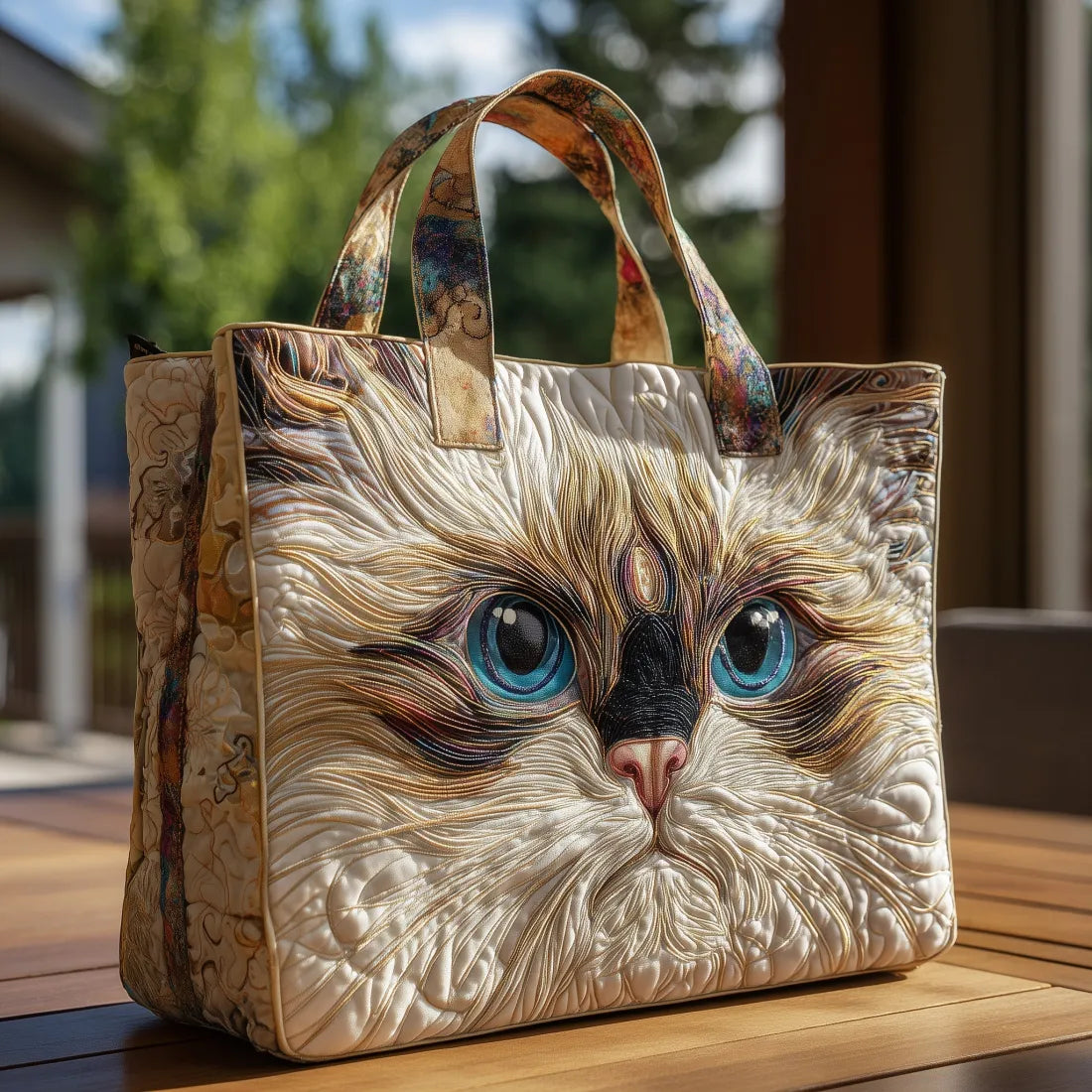 IVY | HANDCRAFTED WHITE CAT BAG WITH BLUE EYES