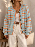 ELSIE | STRIPED BUTTON CARDIGAN