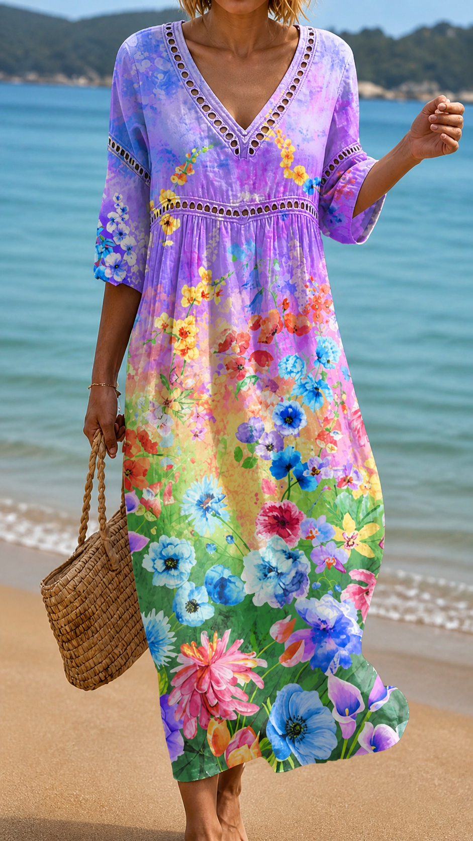 CHARLOTTE | BEACH DRESS WITH VIBRANT FLOWERS