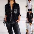 VERITY | SEQUIN TRIM BUTTON-UP SHIRT