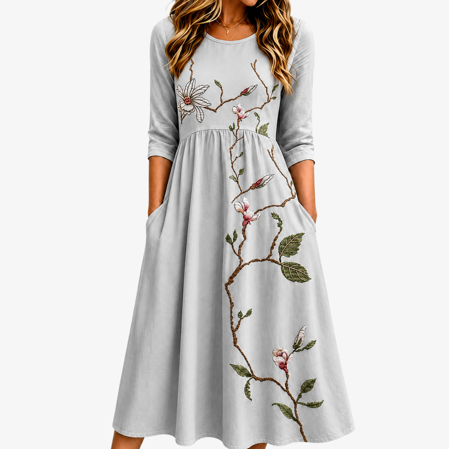 LUCIA | SILVER MEADOW BLOSSOM POCKET MIDI DRESS