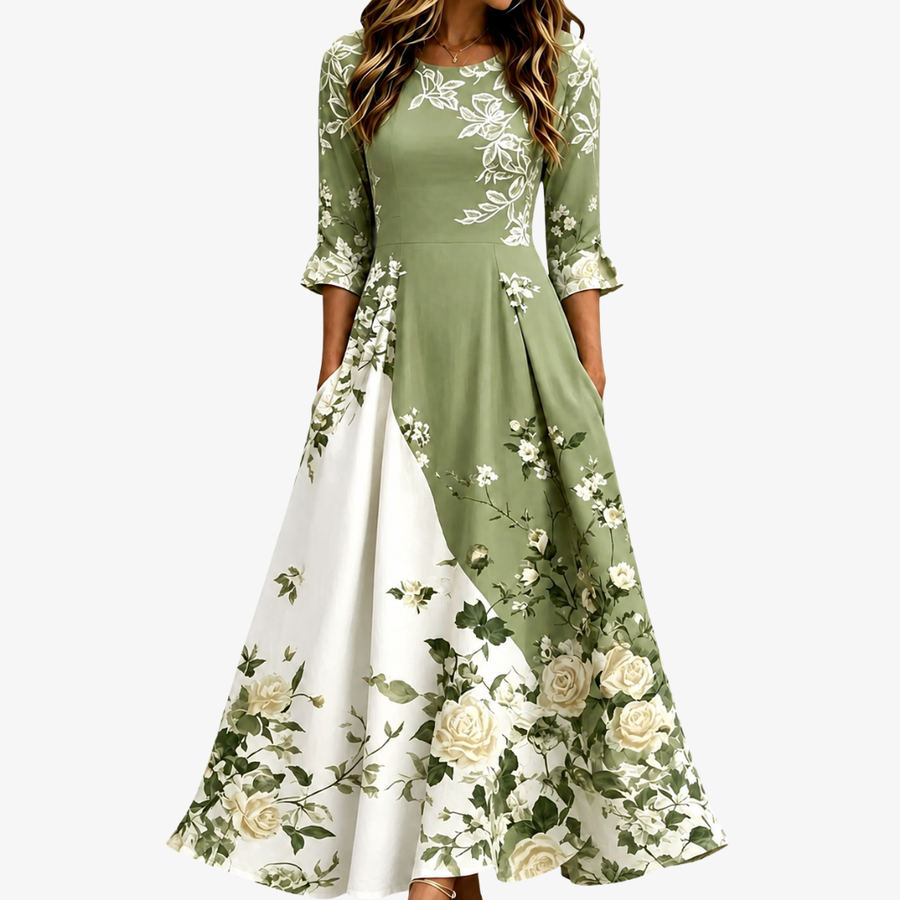 VIOLET | SAGE GARDEN ROSE POCKET MAXI DRESS