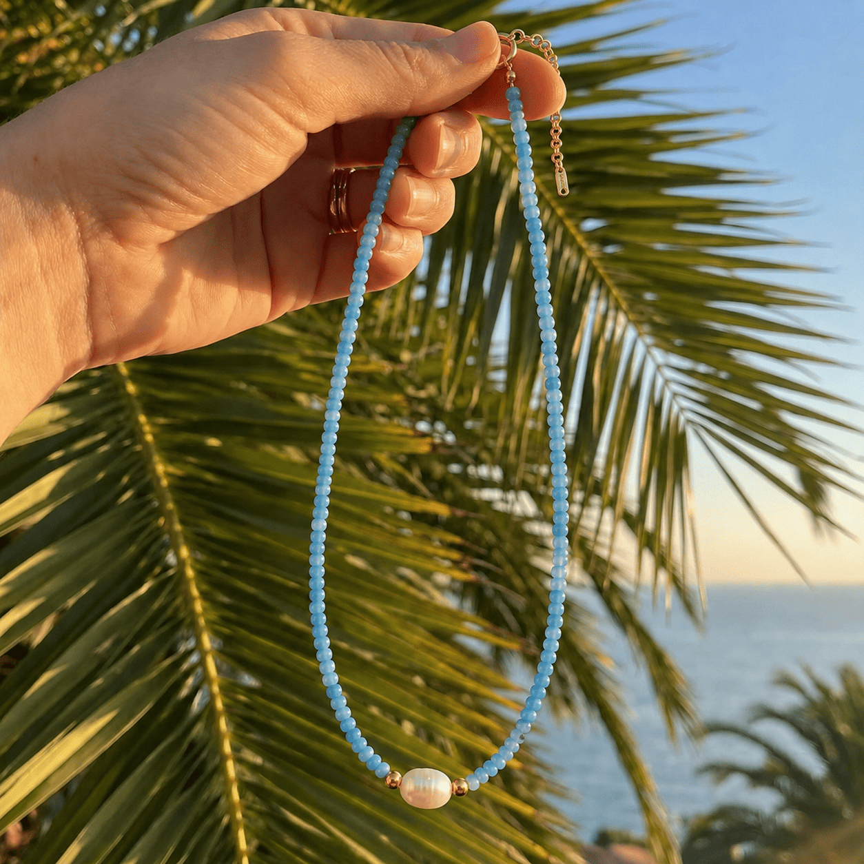 Aqua Pearl Necklace