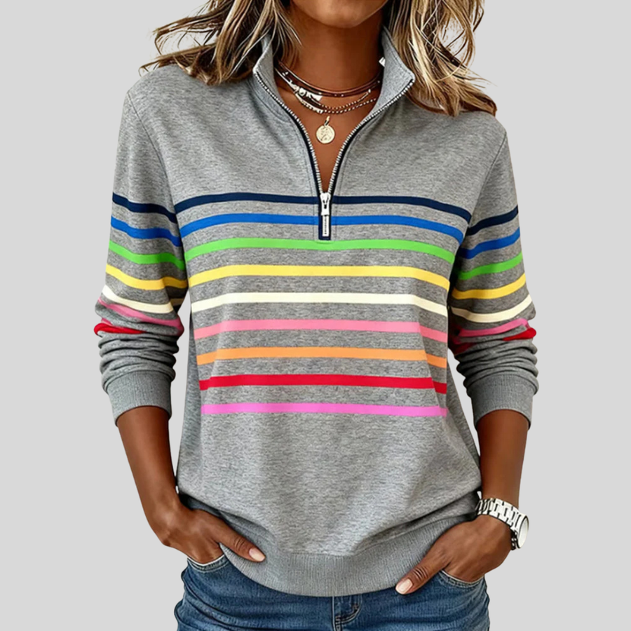 POPPY | COLOURFUL STRIPED QUARTER-ZIP JUMPER