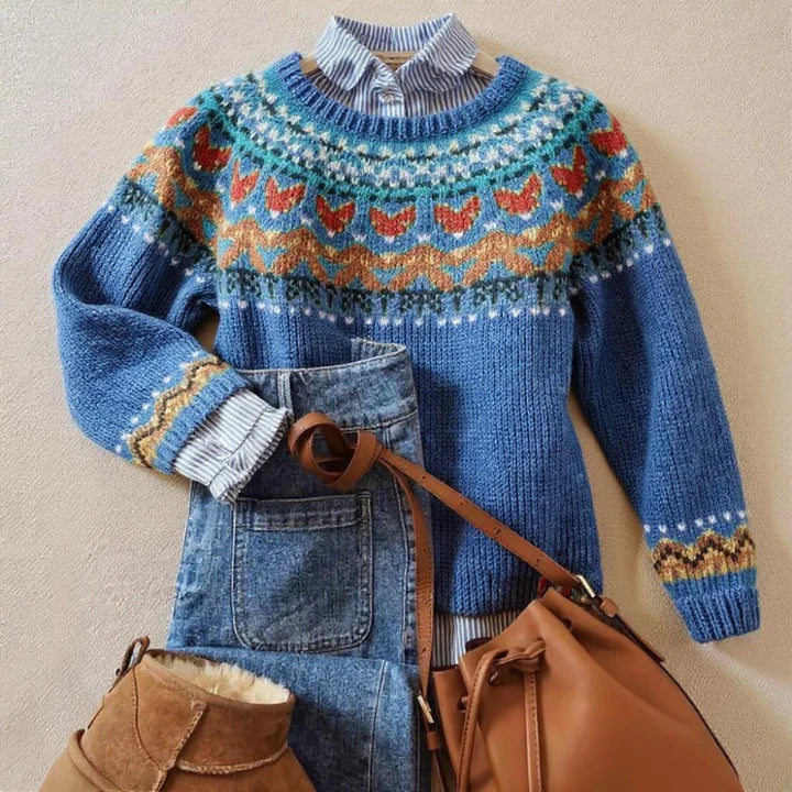LIES | NORDIC PATTERN KNITTED JUMPER