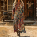 AUTUMN | VINTAGE PRINT FLOWING MAXI DRESS