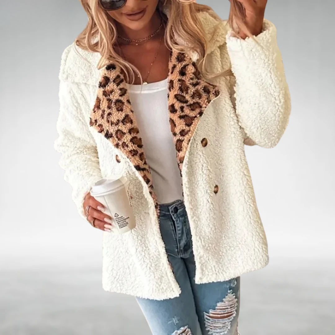 LORI | LEOPARD DETAIL TEDDY COAT