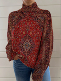 LYDIA | VINTAGE ART PRINT TURTLENECK PULLOVER