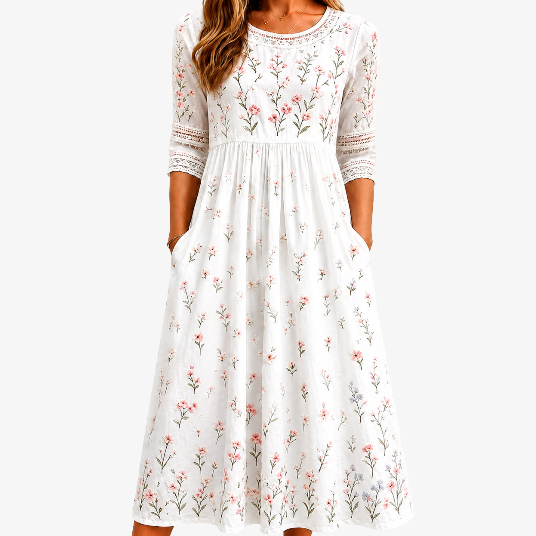 VIVIENNE | WHISPERING WILDFLOWER POCKET MIDI DRESS