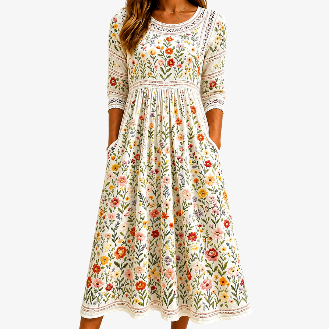 NORA | WILDFLOWER MEADOW CHARM MIDI DRESS
