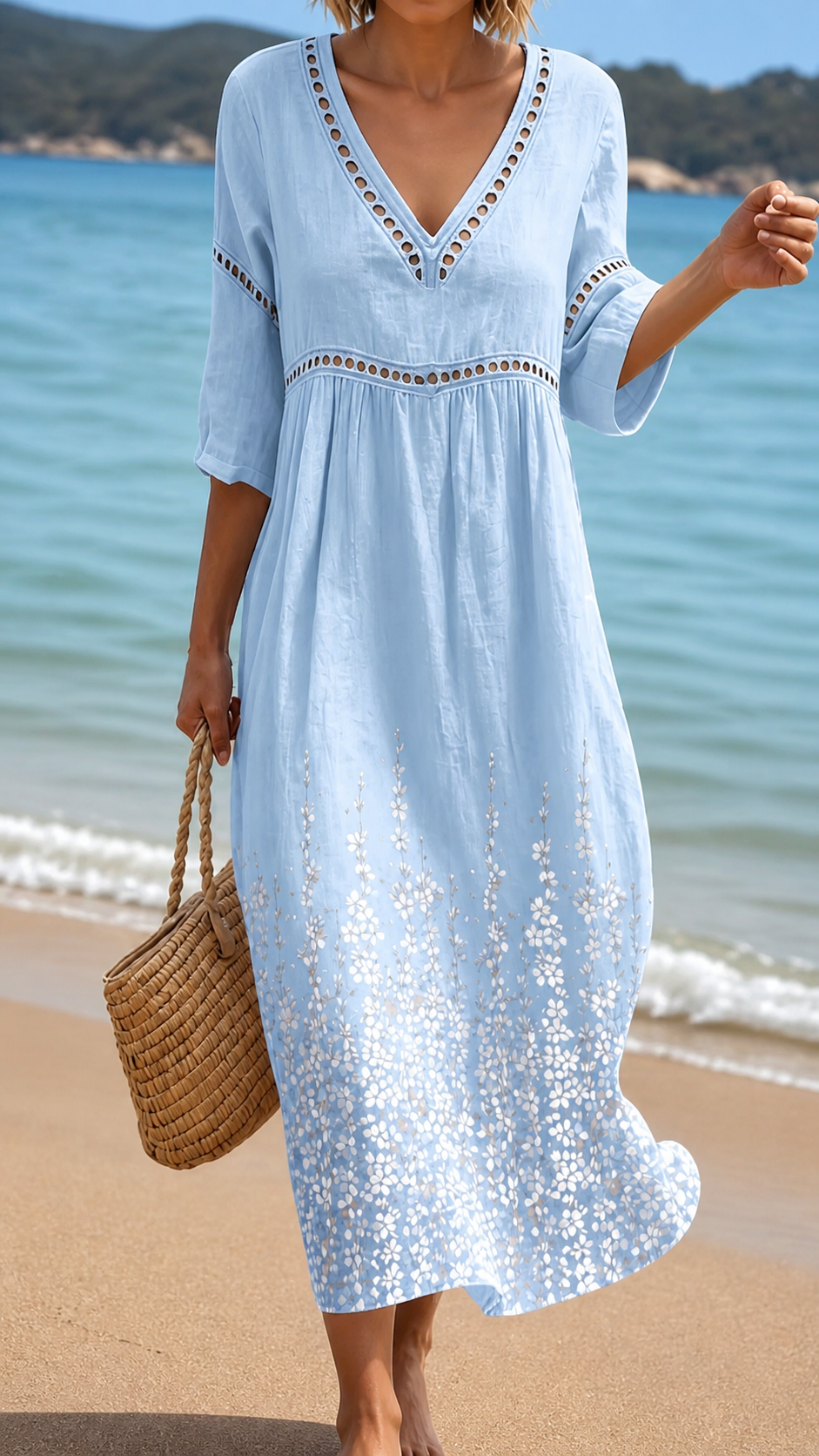 ELEANOR | SOFT SUMMER MIDI DRESS IN BLUE