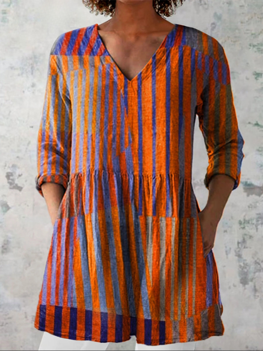 NADIA | LONG BLOUSE WITH V-NECK