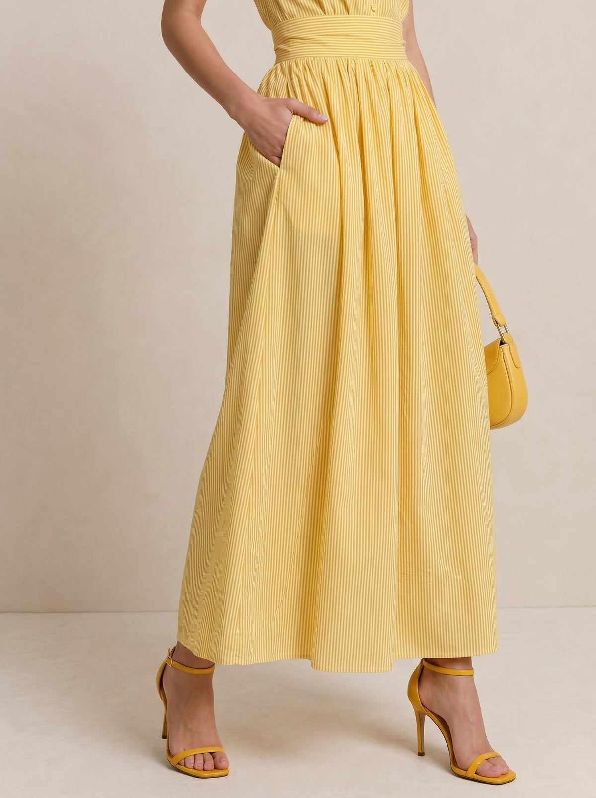 Striped Midi Dress with Pockets