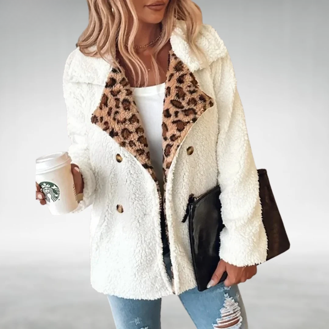 LORI | LEOPARD DETAIL TEDDY COAT