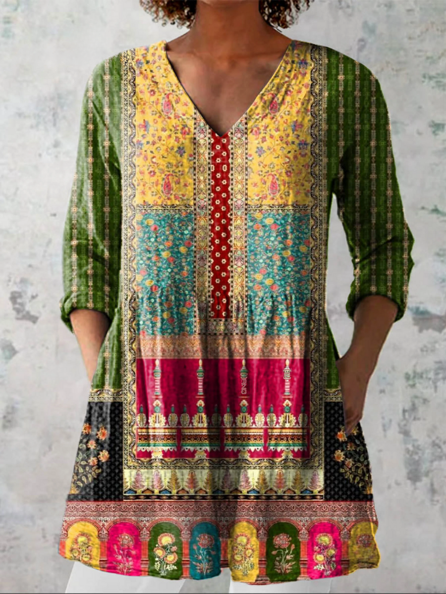 EMILIE | LONG BLOUSE WITH V-NECK