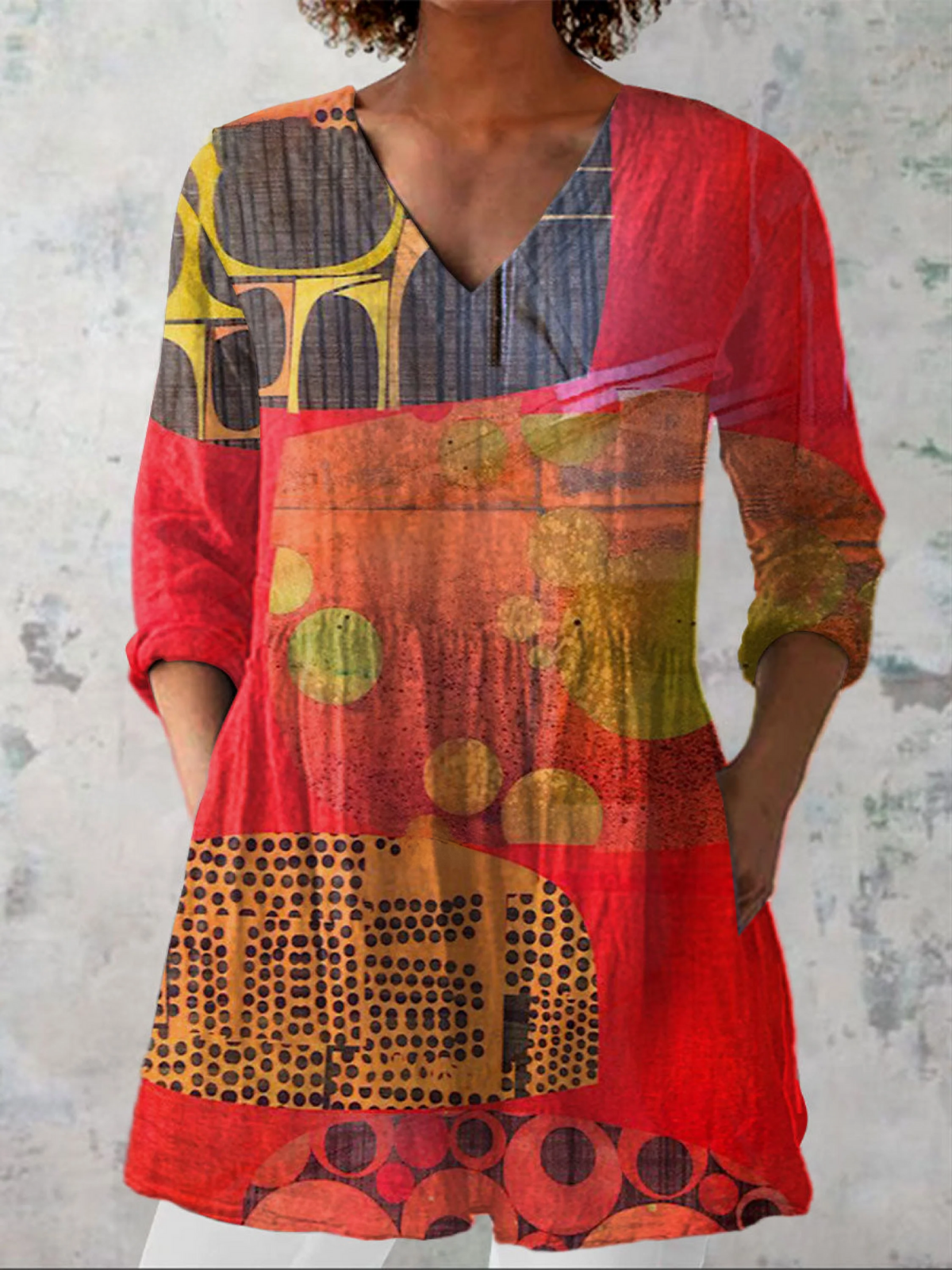 LUCIE | LONG BLOUSE WITH V-NECK