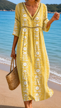 BETHANY | SOFT YELLOW FLORAL MIDI DRESS
