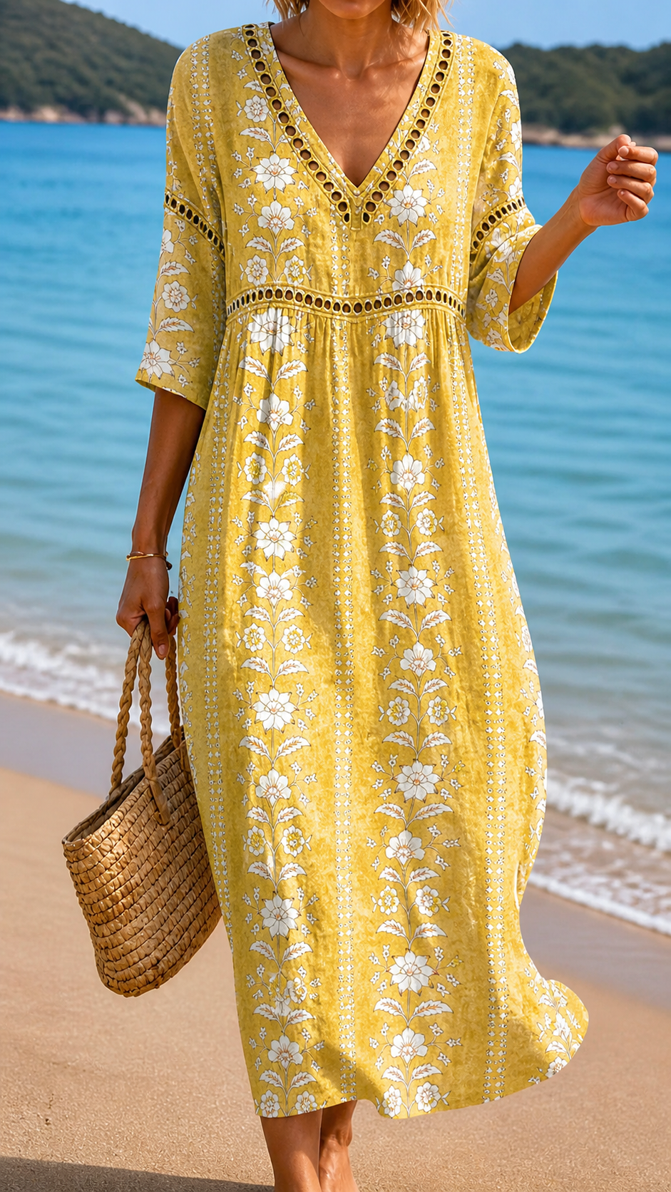 BETHANY | SOFT YELLOW FLORAL MIDI DRESS