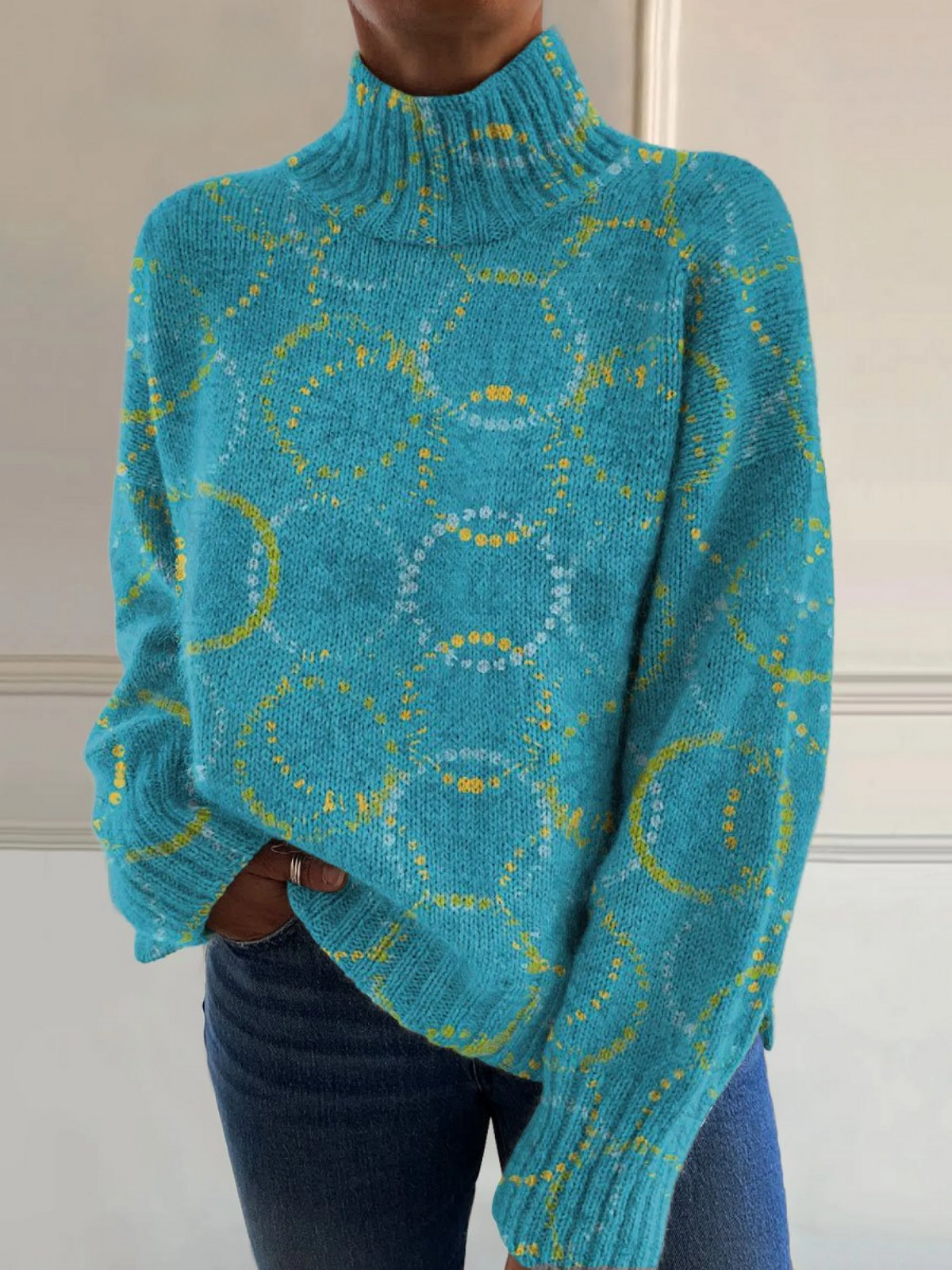 NORA | BRIGHT CIRCLE ART PRINT TURTLENECK