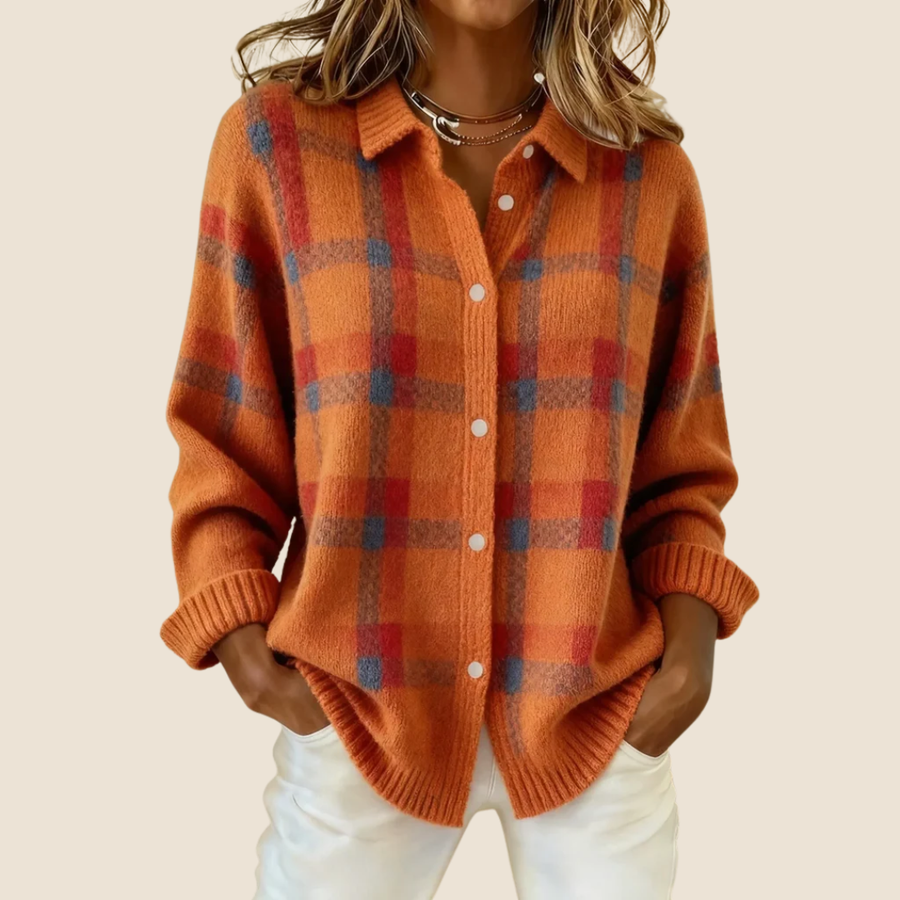 VIVIENNE | COSY CHECK BUTTON CARDIGAN