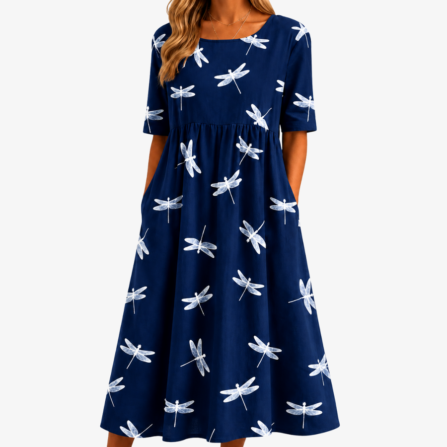 ISABELLA | DRAGONFLY BREEZE POCKET MIDI DRESS