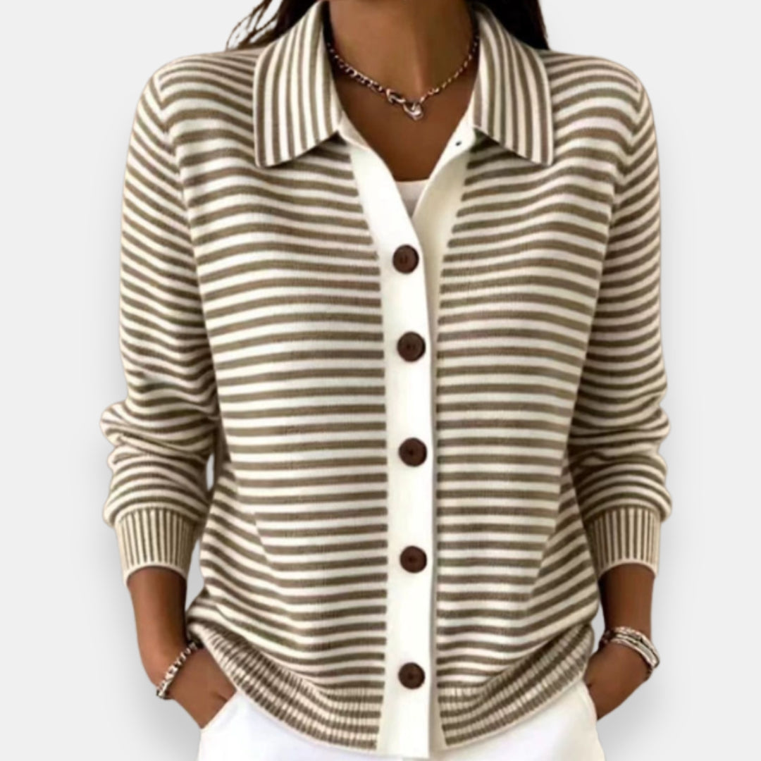 LUCY | STRIPED BUTTON CARDIGAN
