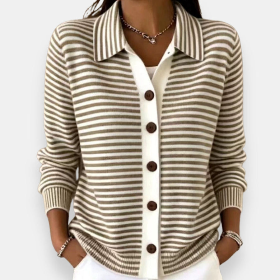 NOLA | STRIPED BUTTON KNIT CARDIGAN