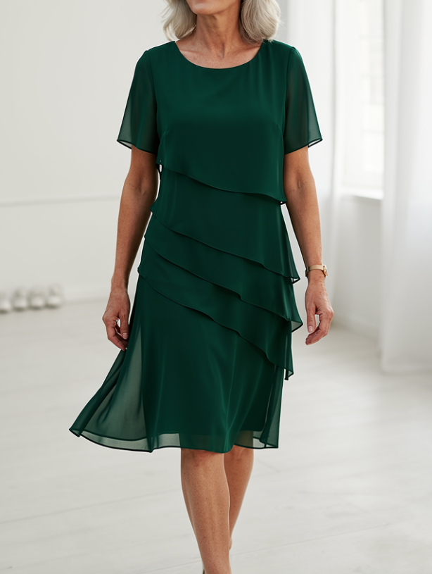 LINDA | ELEGANT COMFORT RUFFLE DRESS
