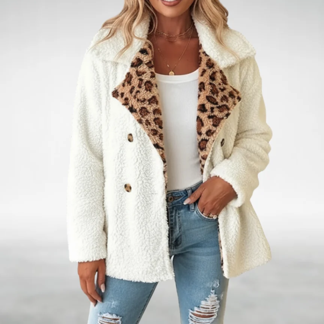 LORI | LEOPARD DETAIL TEDDY COAT