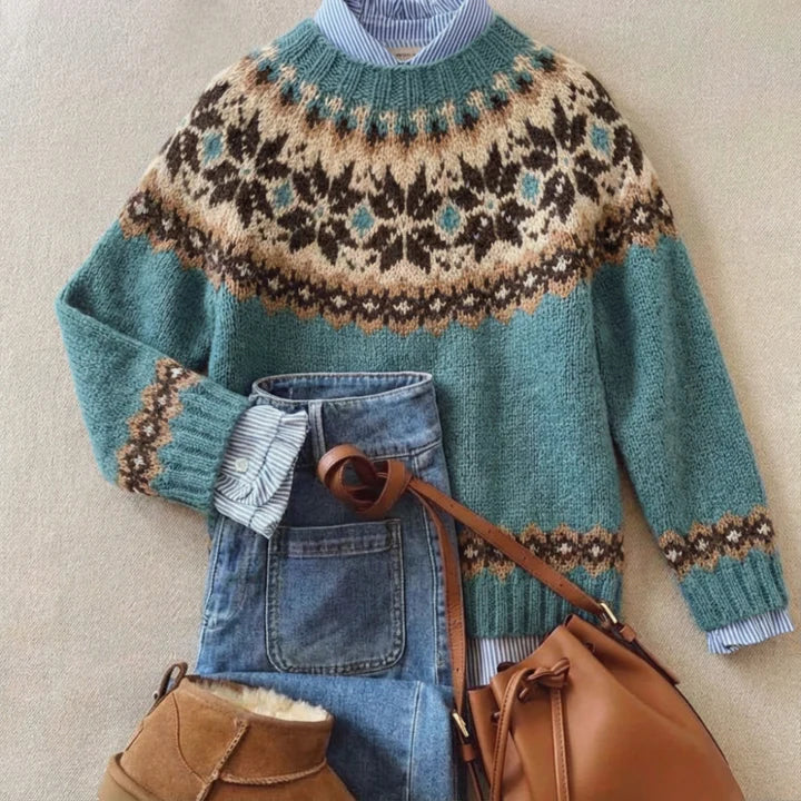 LIES | NORDIC PATTERN KNITTED JUMPER