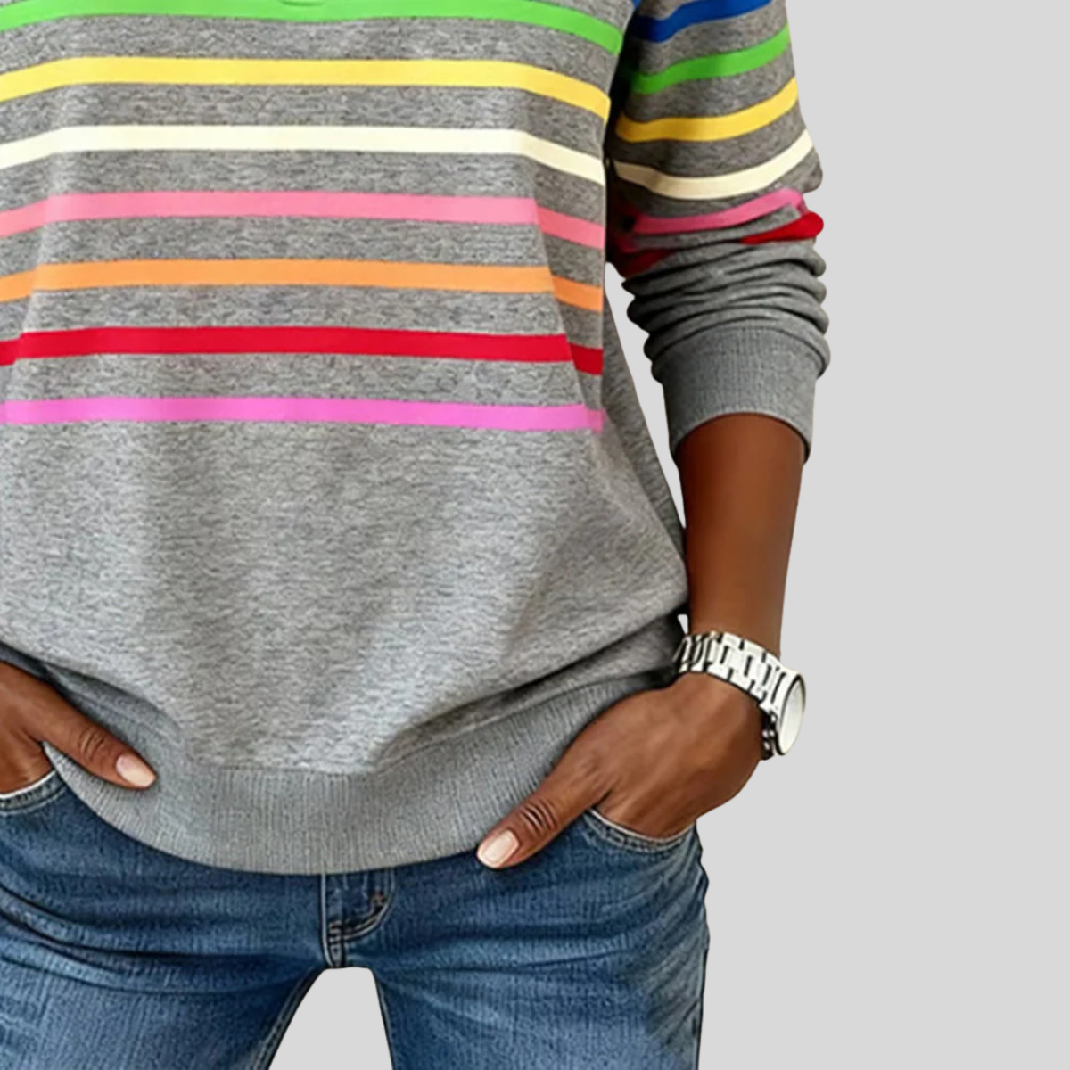 POPPY | COLOURFUL STRIPED QUARTER-ZIP JUMPER