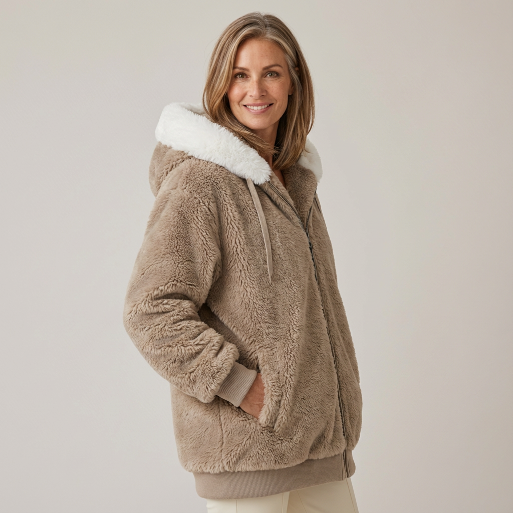 LOUISE | COLOUR BLOCK HOODED FLEECE JACKET