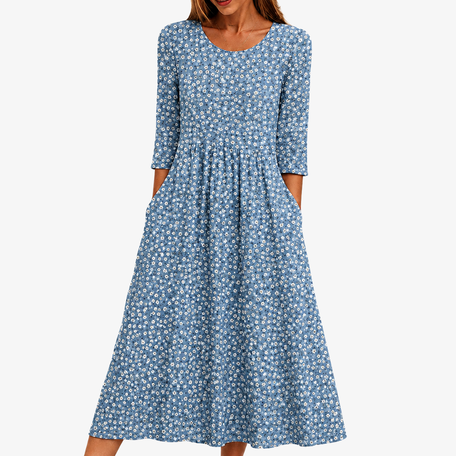 ISLA | BLUE DAISY GARDEN POCKET MAXI DRESS