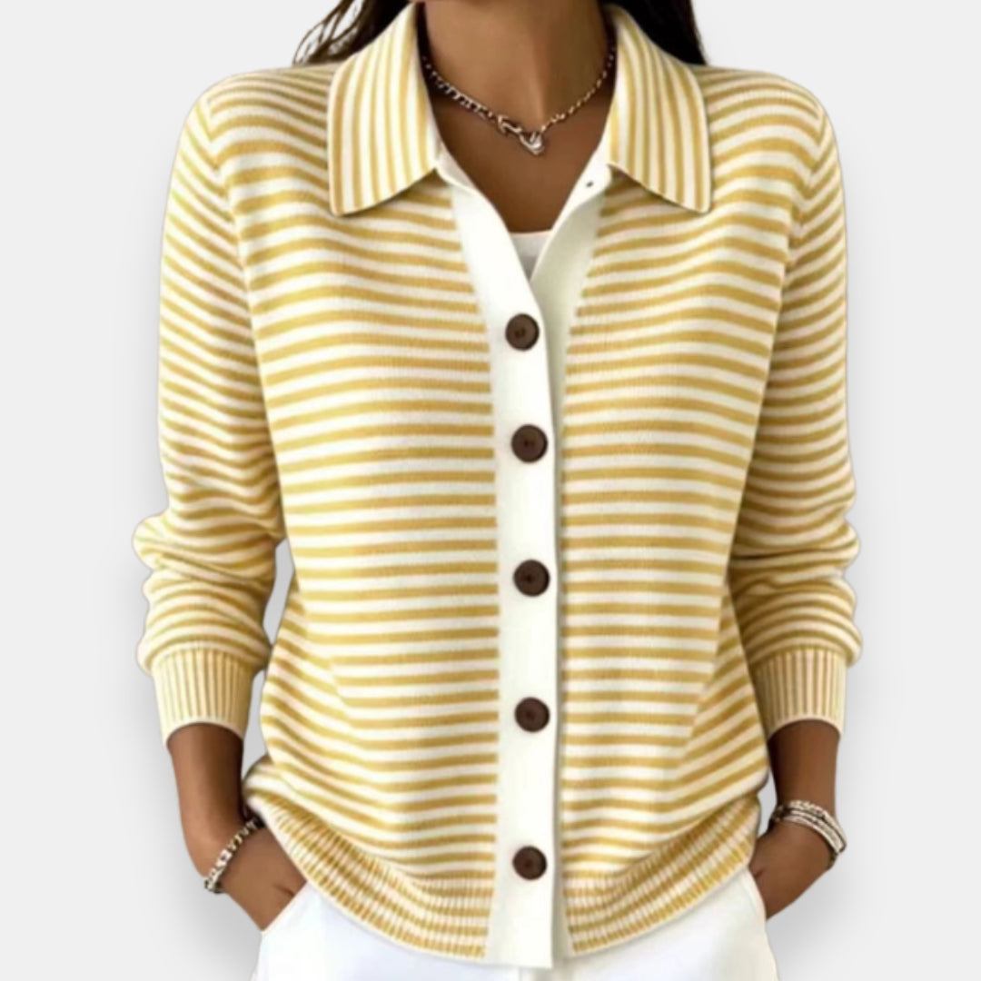 LUCY | STRIPED BUTTON CARDIGAN
