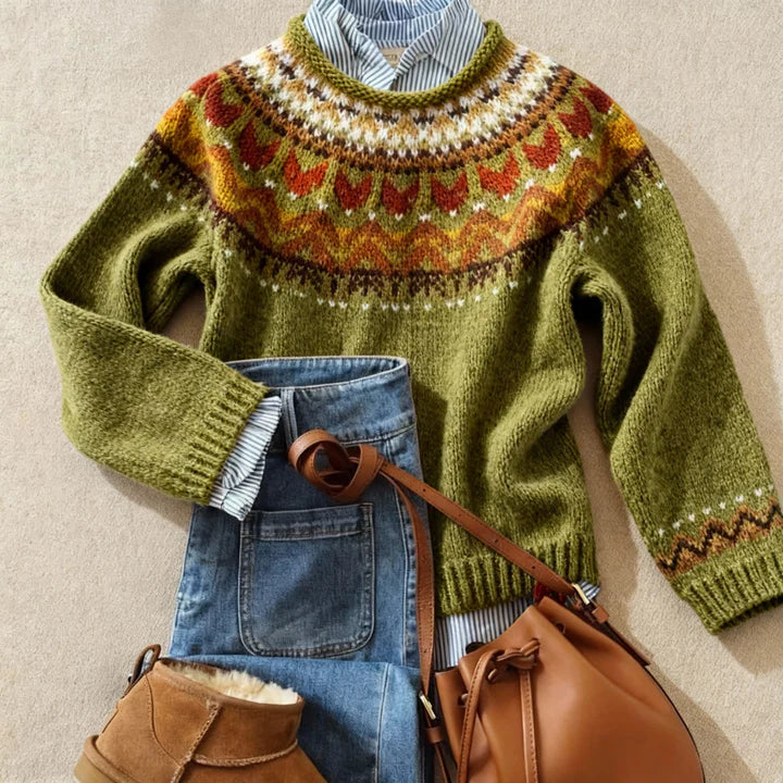 LIES | NORDIC PATTERN KNITTED JUMPER