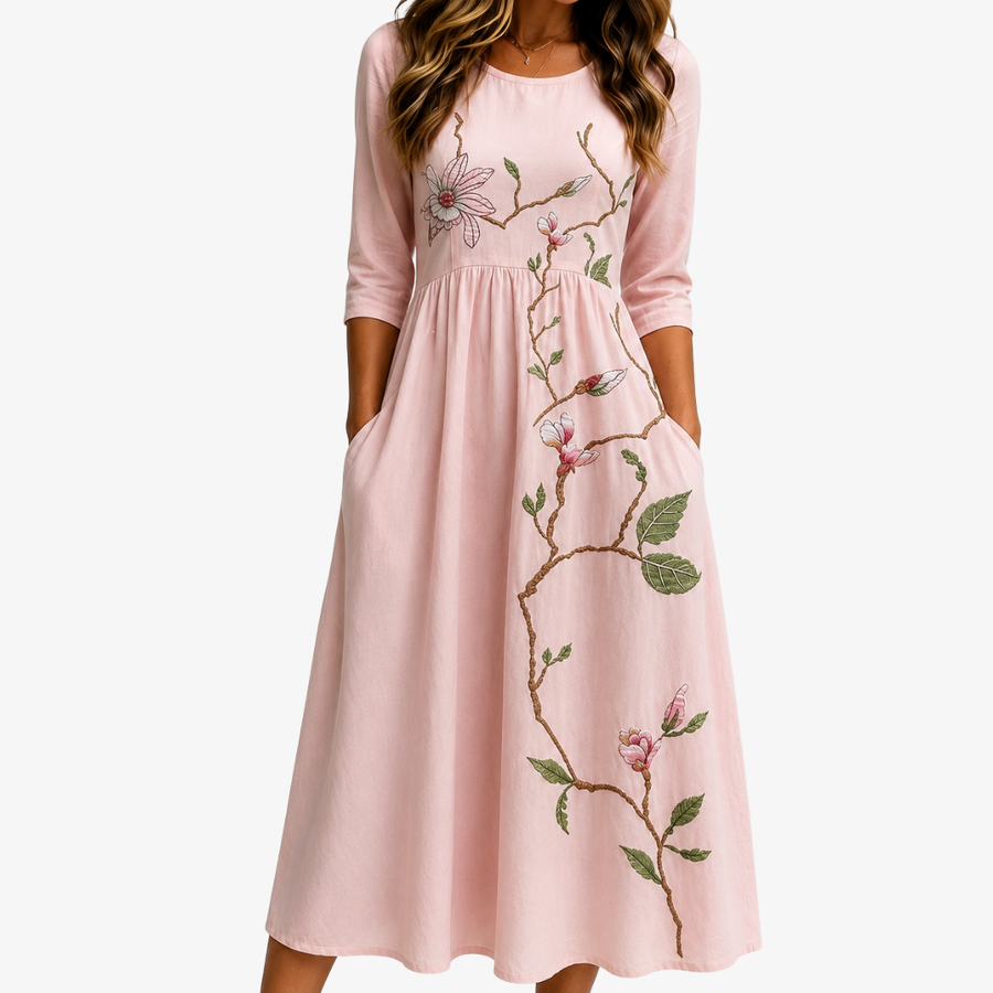 AMARA | BLUSH MAGNOLIA GARDEN MIDI DRESS