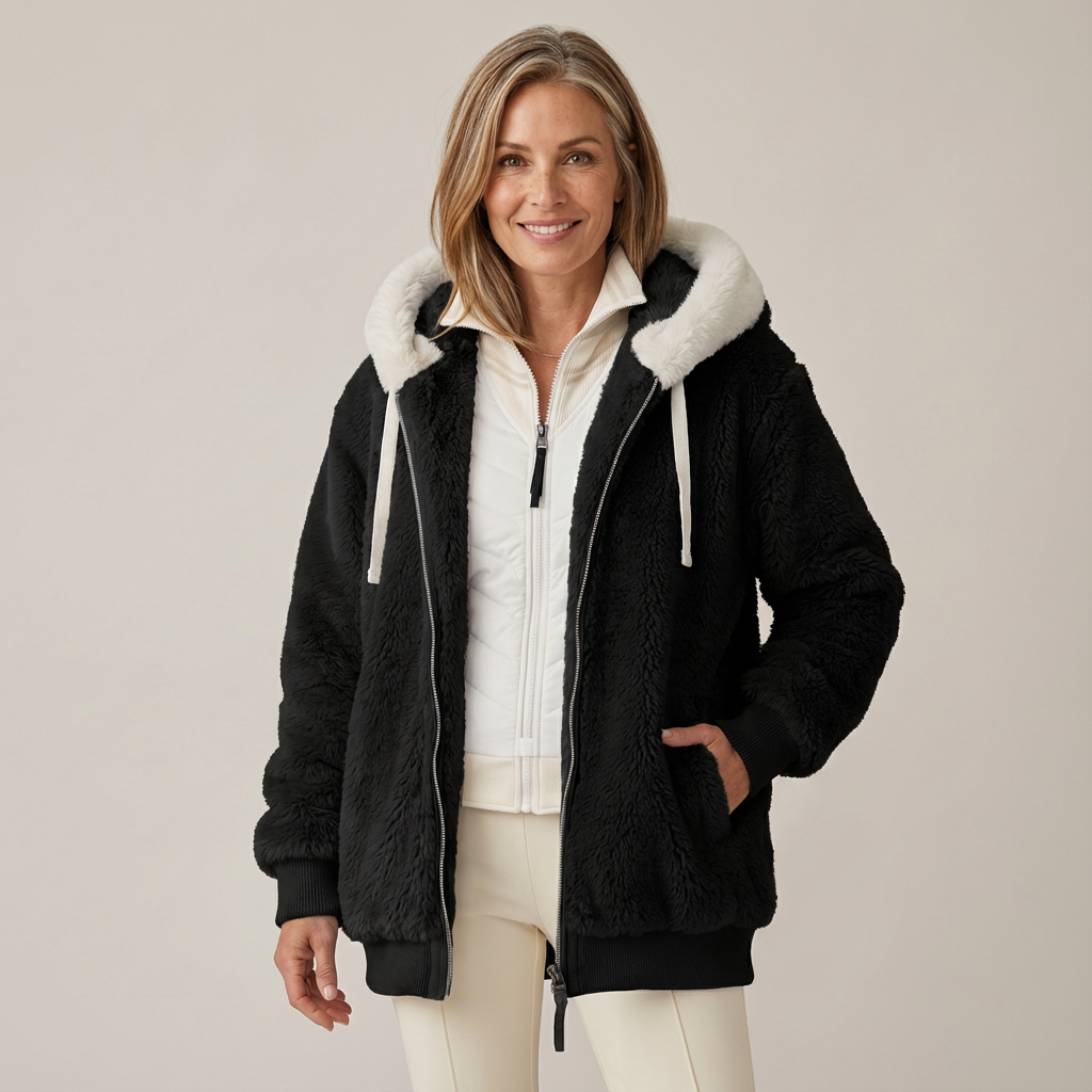 LOUISE | COLOUR BLOCK HOODED FLEECE JACKET