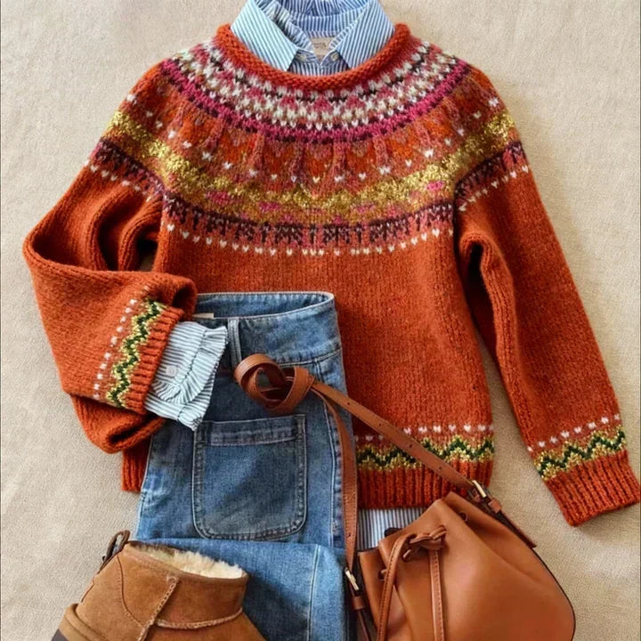 LIES | NORDIC PATTERN KNITTED JUMPER