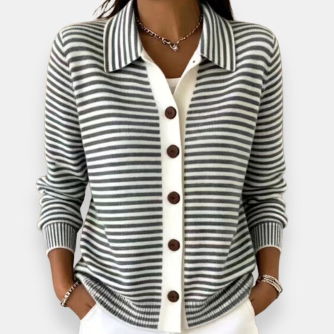 NOLA | STRIPED BUTTON KNIT CARDIGAN