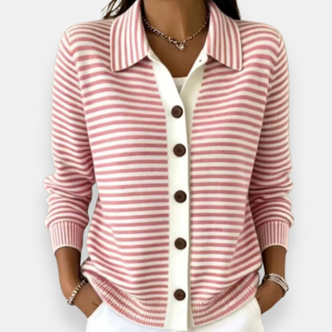 LUCY | STRIPED BUTTON CARDIGAN