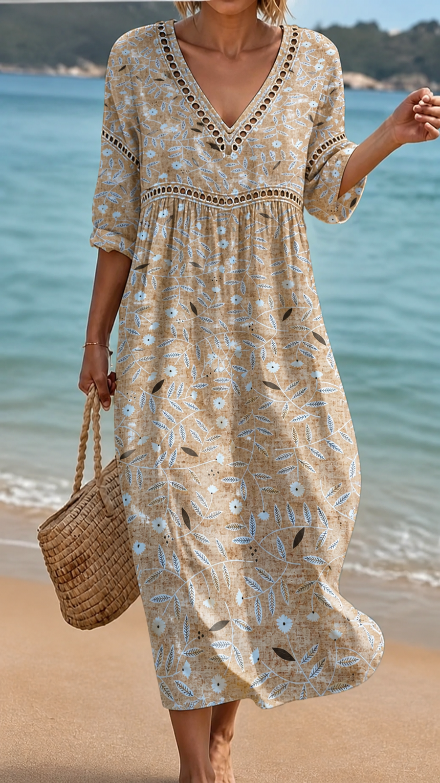 JESSICA | FLORAL BEACH DRESS IN WARM TONES