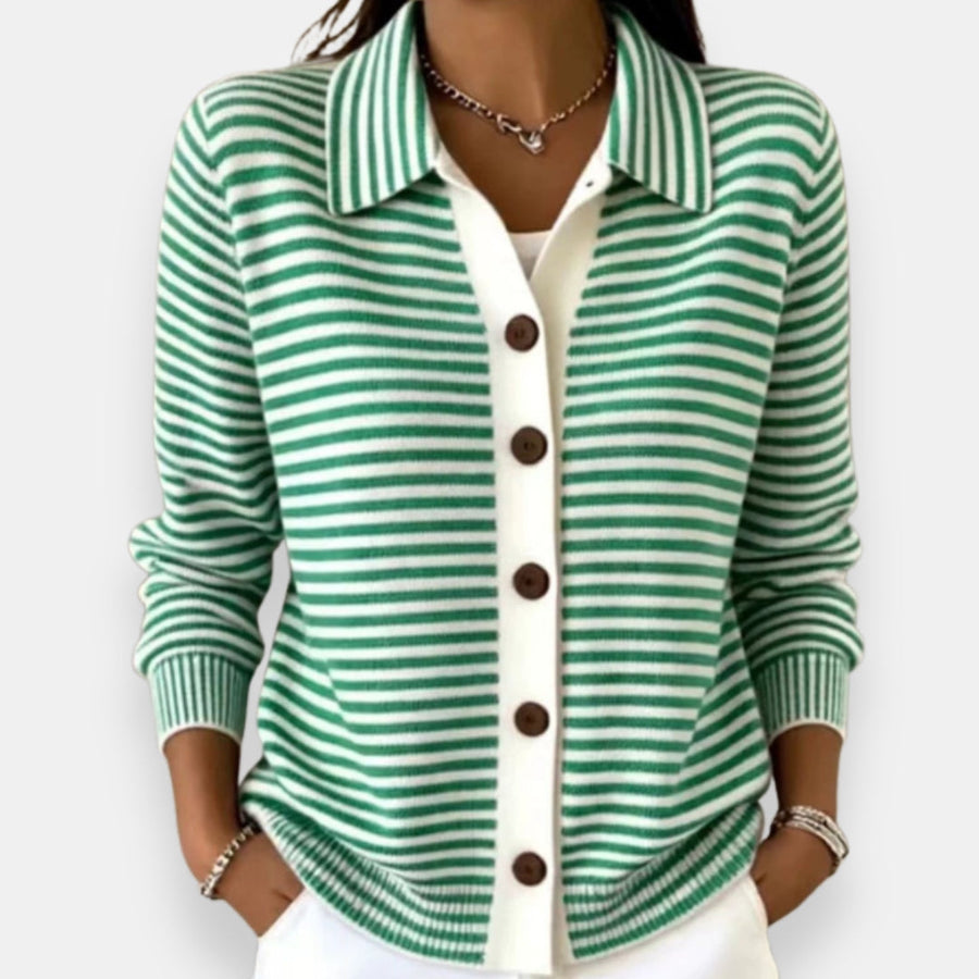 NOLA | STRIPED BUTTON KNIT CARDIGAN